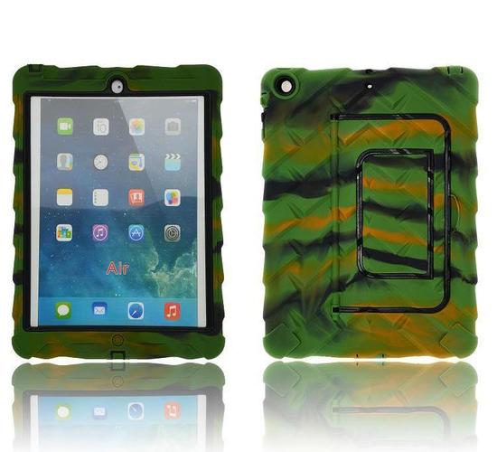 苹果ipad air硅胶保护壳 纯色带支架 平板电脑保护壳 工厂直销